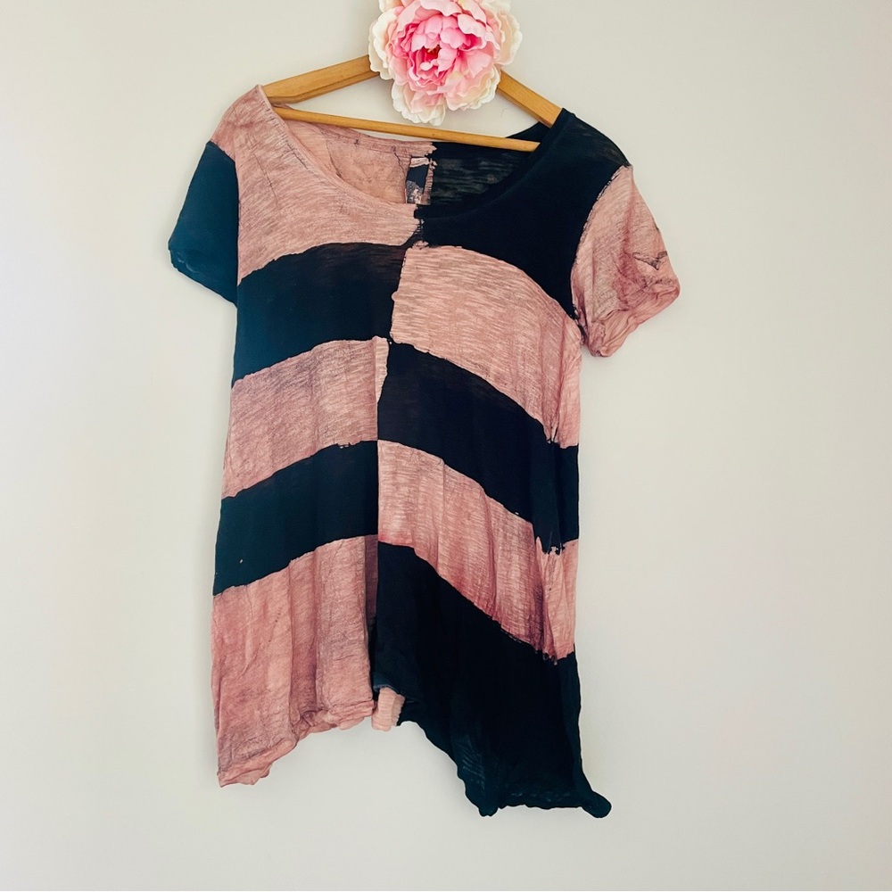 Gilda Midani Short Sleeve Cotton Tee Tshirt Top Small Checkerboard
